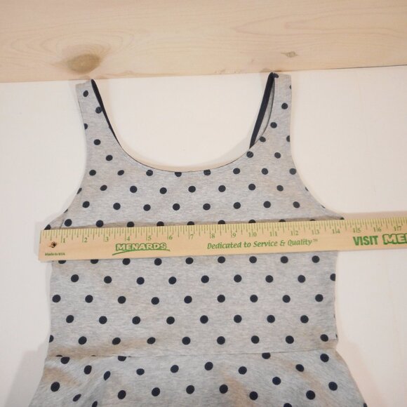 Express Women's size S Sleeveless Cropped Peplum Top Gray Polka Dot Zip - Picture 3 of 7